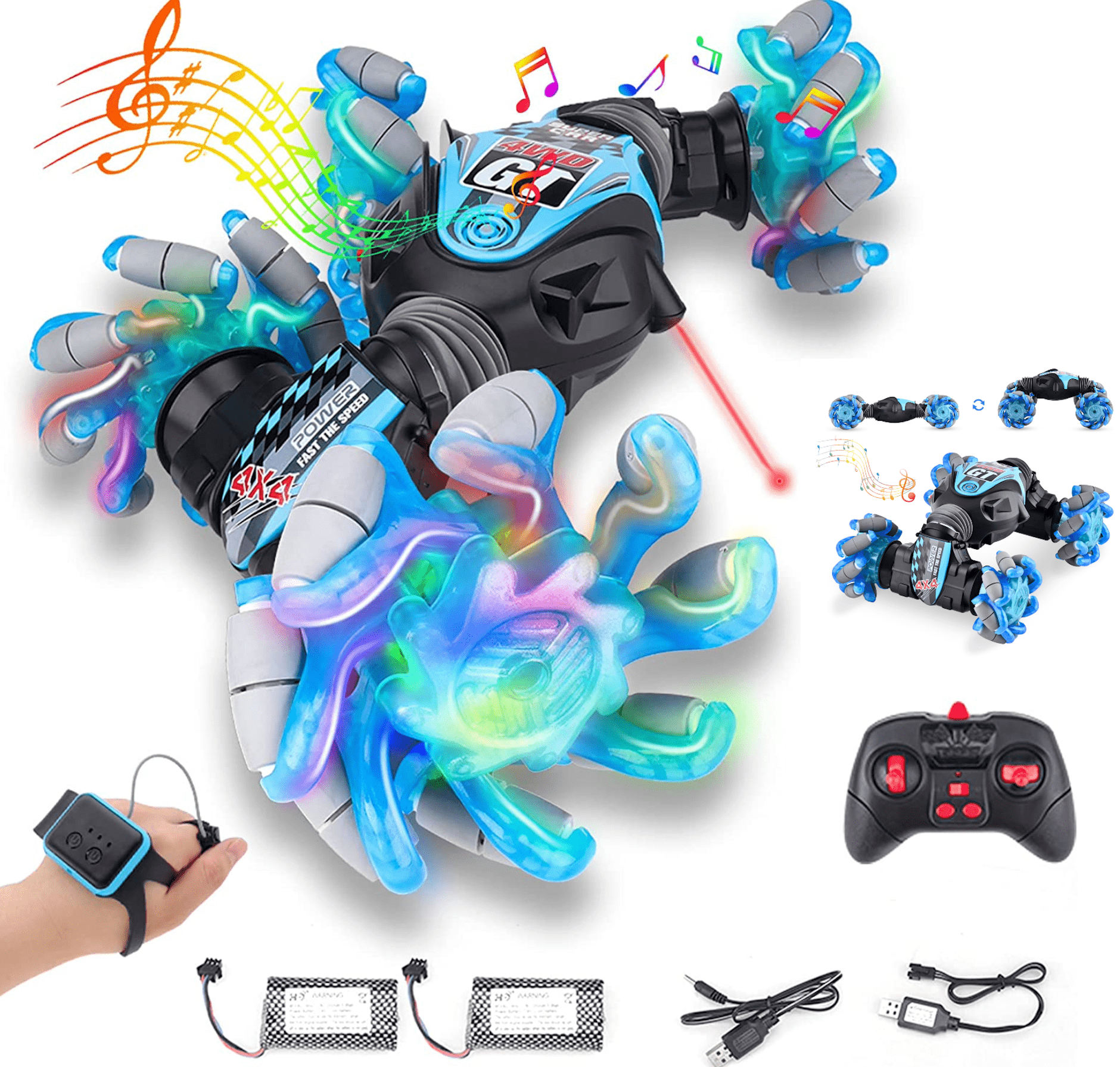 Radio-controlled flip car with music, LED lighting and hand gesture control Halpix Twisted Stunt Car - Halpix