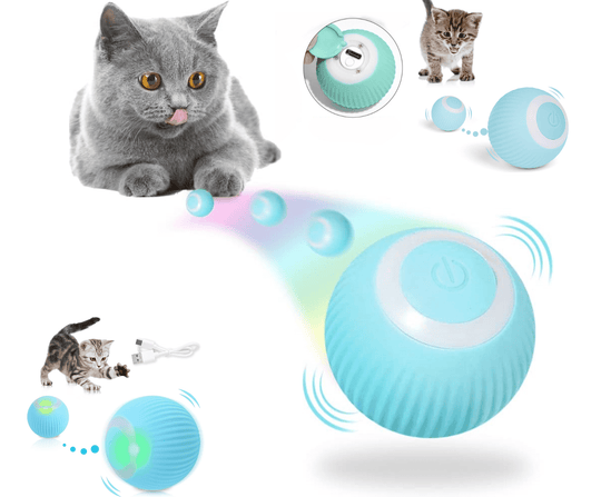 Halpix Interactive Smart Cat Toy Ball - Automatic 360° Self-Rotating USB Rechargeable Exercise Chase Ball for Cats Kittens & Puppies - Halpix