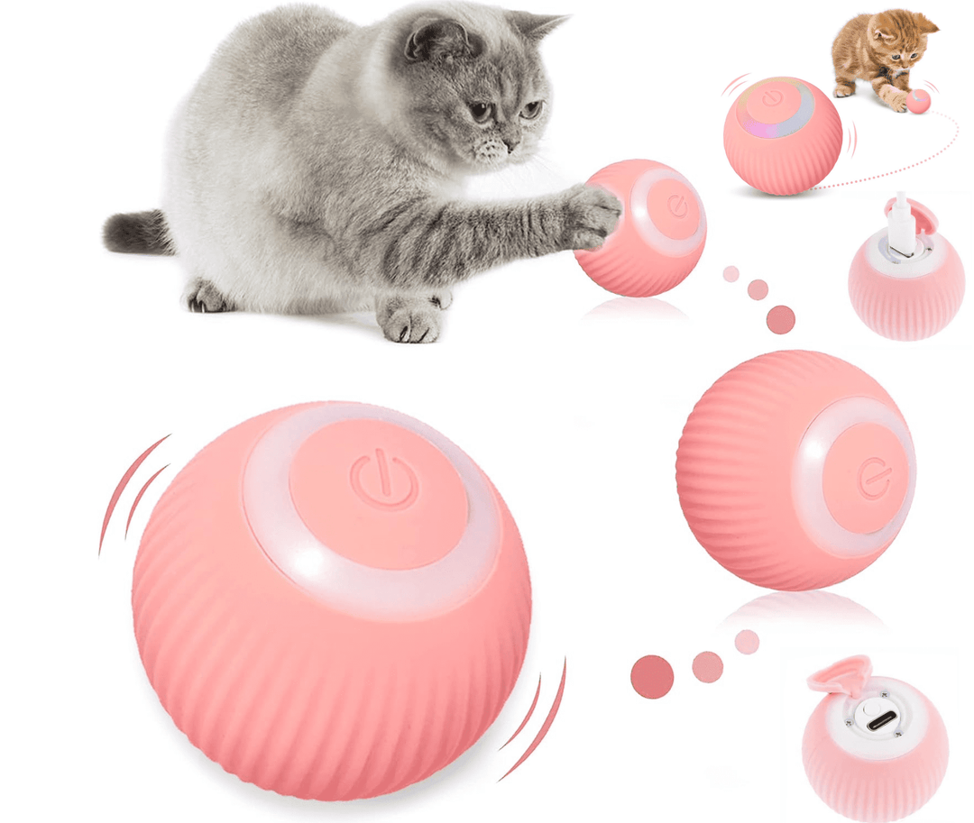 Halpix Interactive Smart Cat Toy Ball - Automatic 360° Self-Rotating USB Rechargeable Exercise Chase Ball for Cats Kittens & Puppies - Halpix