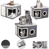 Halpix Foldable 2-Tier Cat House, Bed and Scratching Board