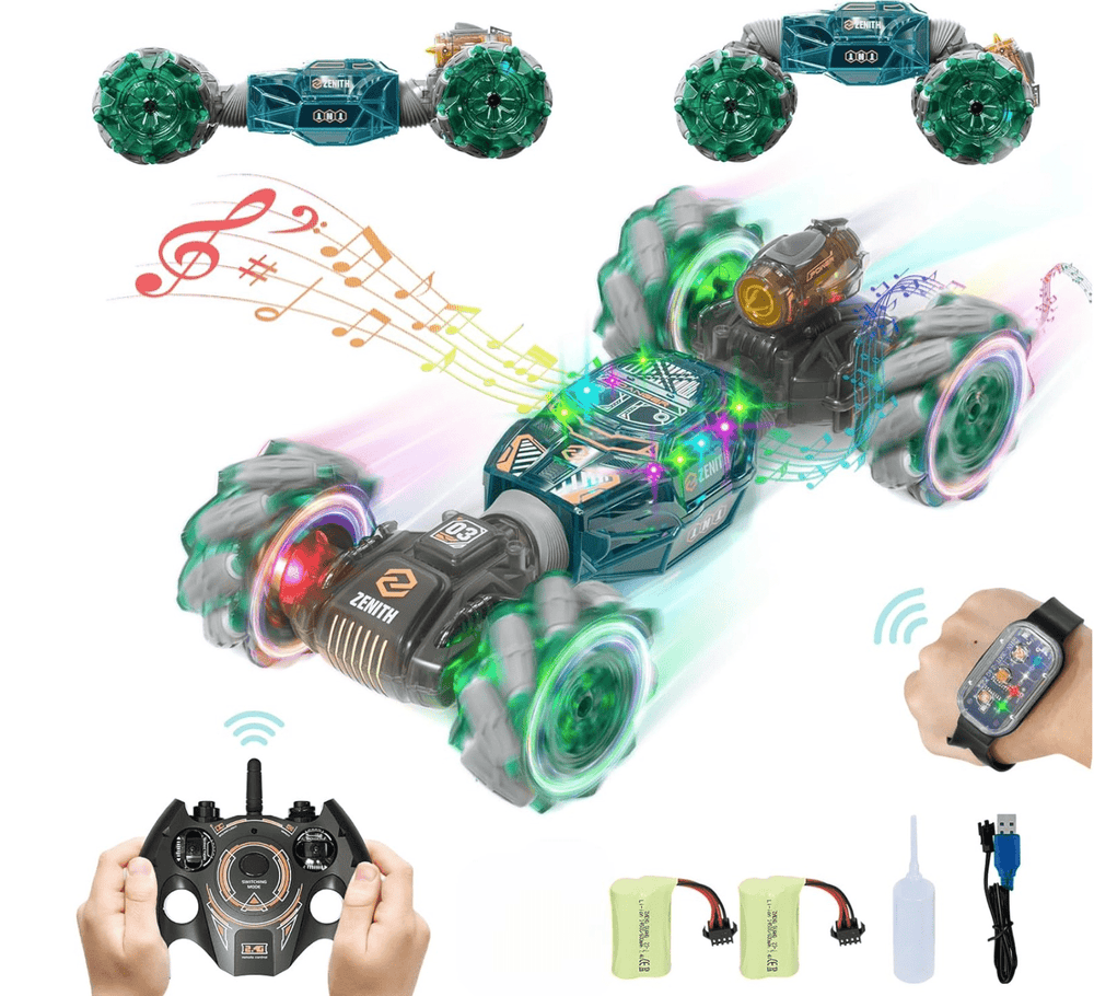 Halpix Gesture Sensing RC Stunt Car - 2.4GHz 4WD Twist Off-Road Car with 360° Rotation, High Speed Remote Control Twisted Car Lights & Music - Perfect Birthday Gift for Boys & Girls Ages 6-12 - Halpix