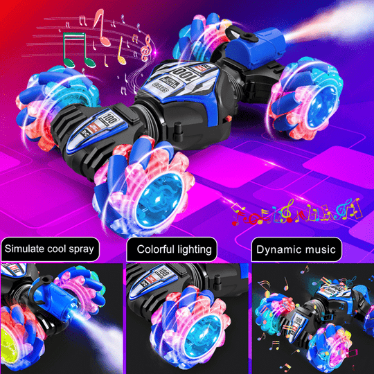 Halpix High Speed 4 WD Twisted Gesture Sensing RC Stunt Car - Remote Control Car Toys with Light, Music & Spray 2.4GHz Hand Controlled Toys Gifts for Kids - Halpix