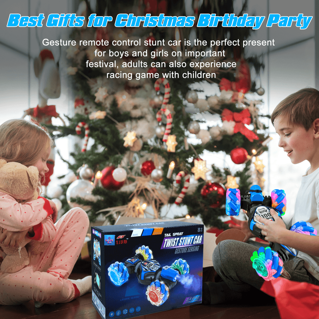 Halpix High Speed 4 WD Twisted Gesture Sensing RC Stunt Car - Remote Control Car Toys with Light, Music & Spray 2.4GHz Hand Controlled Toys Gifts for Kids - Halpix