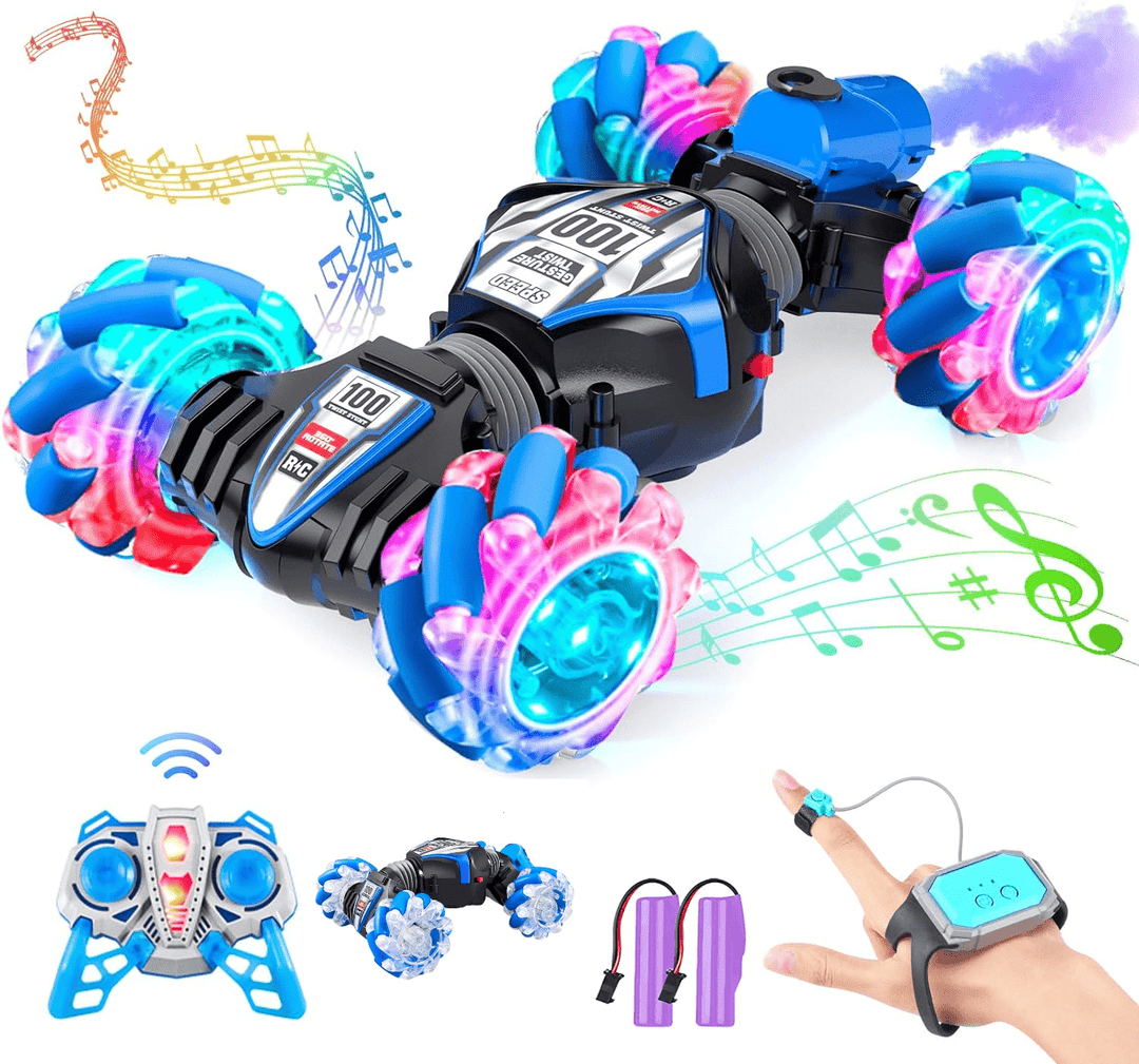 Halpix High Speed 4 WD Twisted Gesture Sensing RC Stunt Car - Remote Control Car Toys with Light, Music & Spray 2.4GHz Hand Controlled Toys Gifts for Kids - Halpix