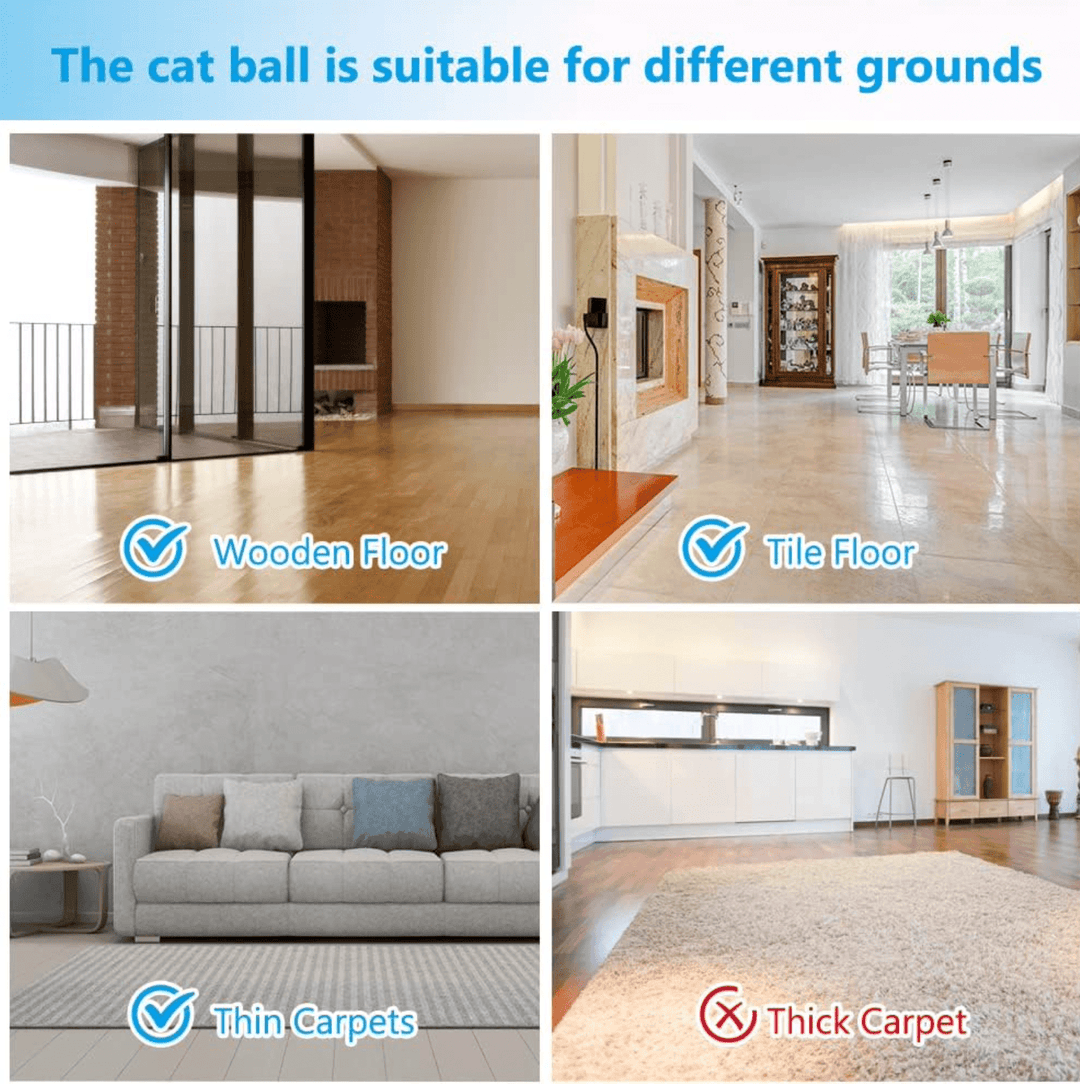 Halpix Interactive Smart Cat Toy Ball - Automatic 360° Self-Rotating USB Rechargeable Exercise Chase Ball for Cats Kittens & Puppies - Halpix