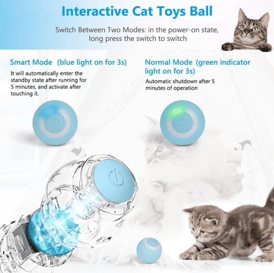 Halpix Interactive Smart Cat Toy Ball - Automatic 360° Self-Rotating USB Rechargeable Exercise Chase Ball for Cats Kittens & Puppies - Halpix