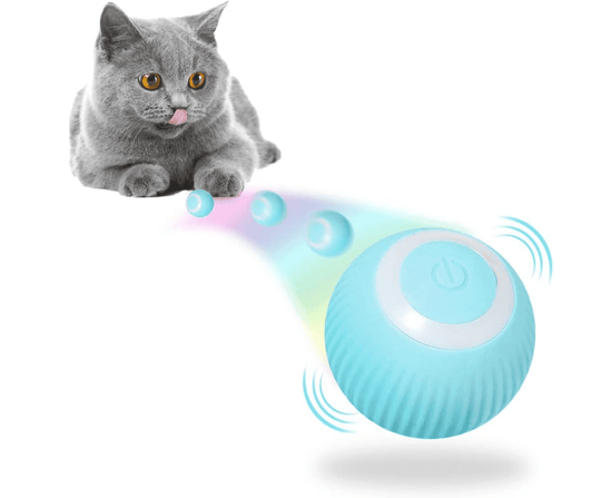 Halpix Interactive Smart Cat Toy Ball - Automatic 360° Self-Rotating USB Rechargeable Exercise Chase Ball for Cats Kittens & Puppies - Halpix