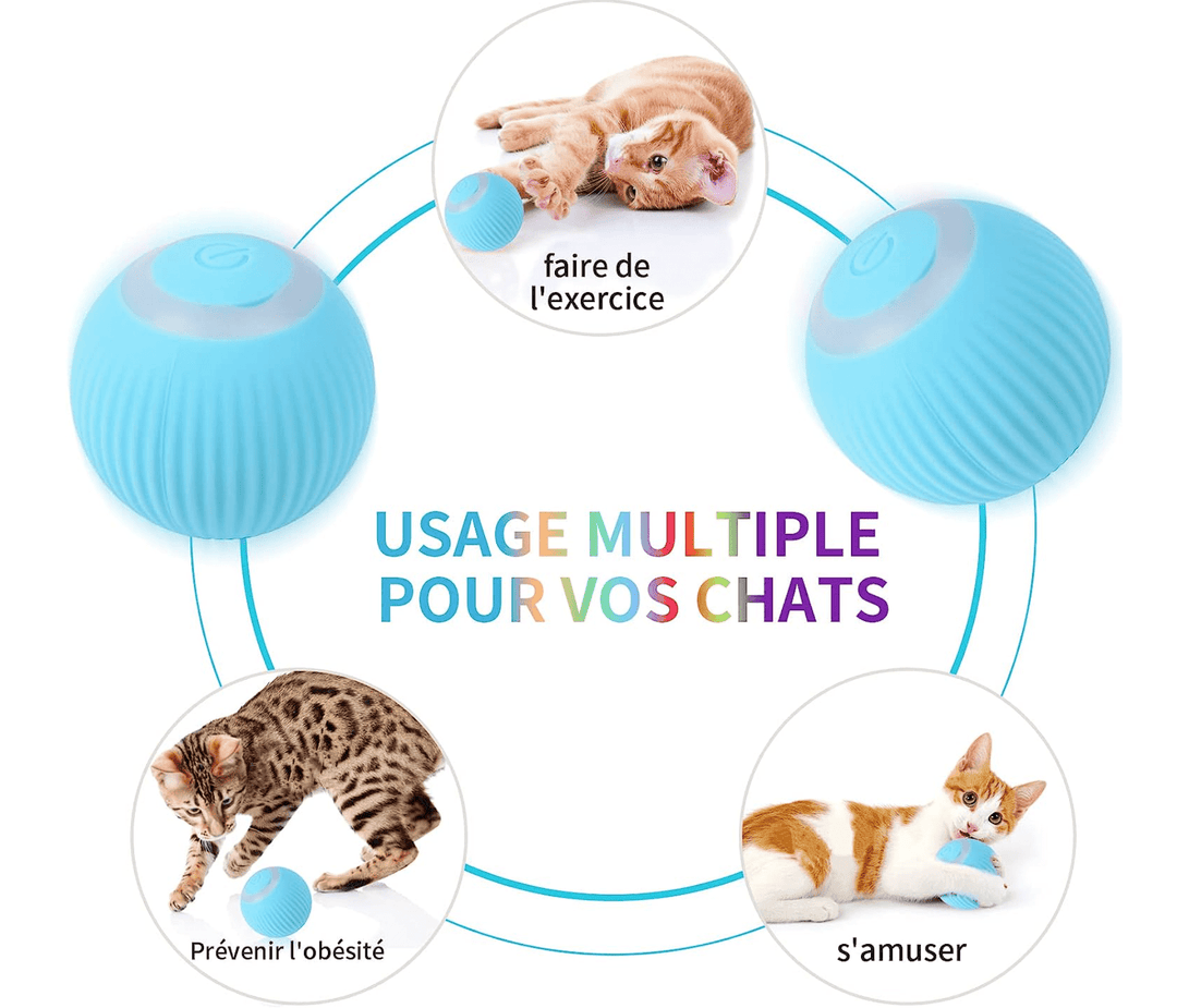 Halpix Interactive Smart Cat Toy Ball - Automatic 360° Self-Rotating USB Rechargeable Exercise Chase Ball for Cats Kittens & Puppies - Halpix