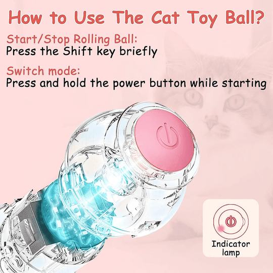 Halpix Interactive Smart Cat Toy Ball - Automatic 360° Self-Rotating USB Rechargeable Exercise Chase Ball for Cats Kittens & Puppies - Halpix