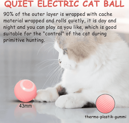 Halpix Interactive Smart Cat Toy Ball - Automatic 360° Self-Rotating USB Rechargeable Exercise Chase Ball for Cats Kittens & Puppies - Halpix