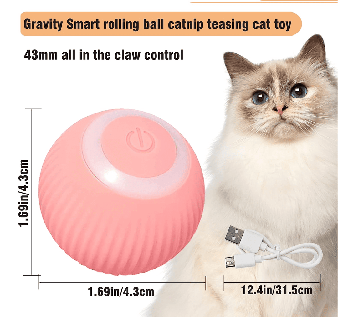 Halpix Interactive Smart Cat Toy Ball - Automatic 360° Self-Rotating USB Rechargeable Exercise Chase Ball for Cats Kittens & Puppies - Halpix