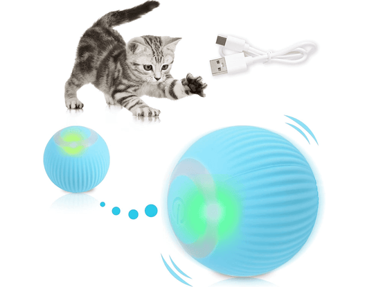 Halpix Interactive Smart Cat Toy Ball - Automatic 360° Self-Rotating USB Rechargeable Exercise Chase Ball for Cats Kittens & Puppies - Halpix