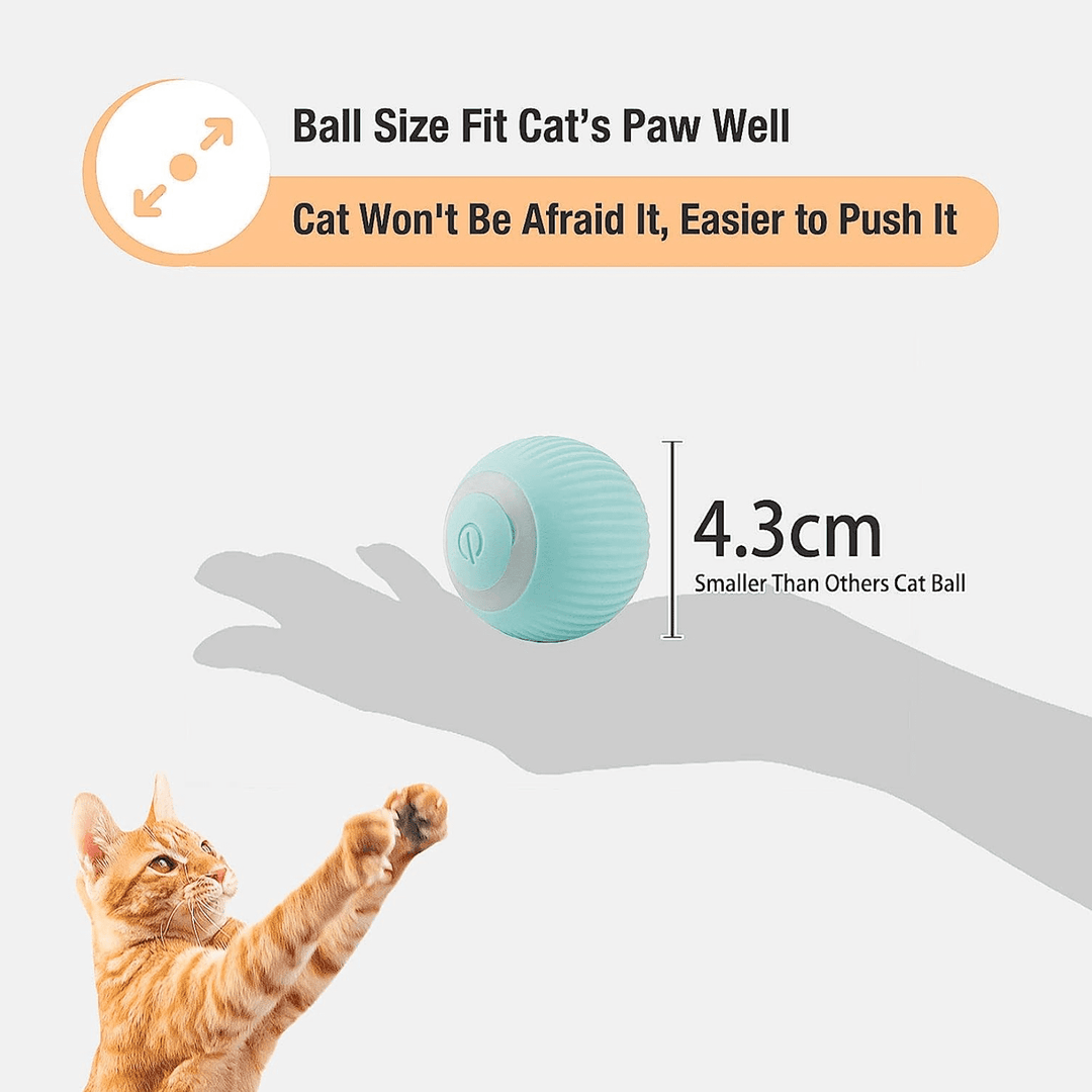 Halpix Interactive Smart Cat Toy Ball - Automatic 360° Self-Rotating USB Rechargeable Exercise Chase Ball for Cats Kittens & Puppies - Halpix