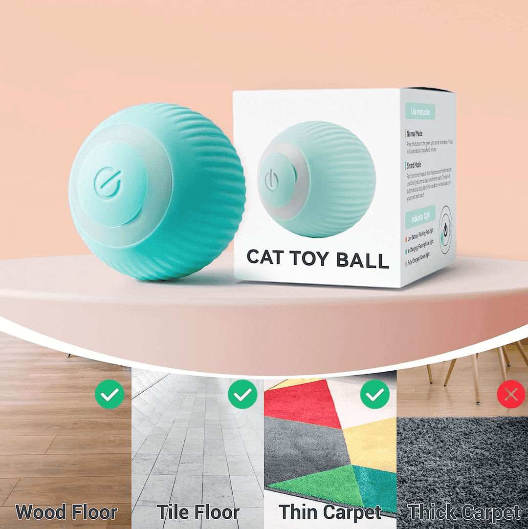 Halpix Interactive Smart Cat Toy Ball - Automatic 360° Self-Rotating USB Rechargeable Exercise Chase Ball for Cats Kittens & Puppies - Halpix