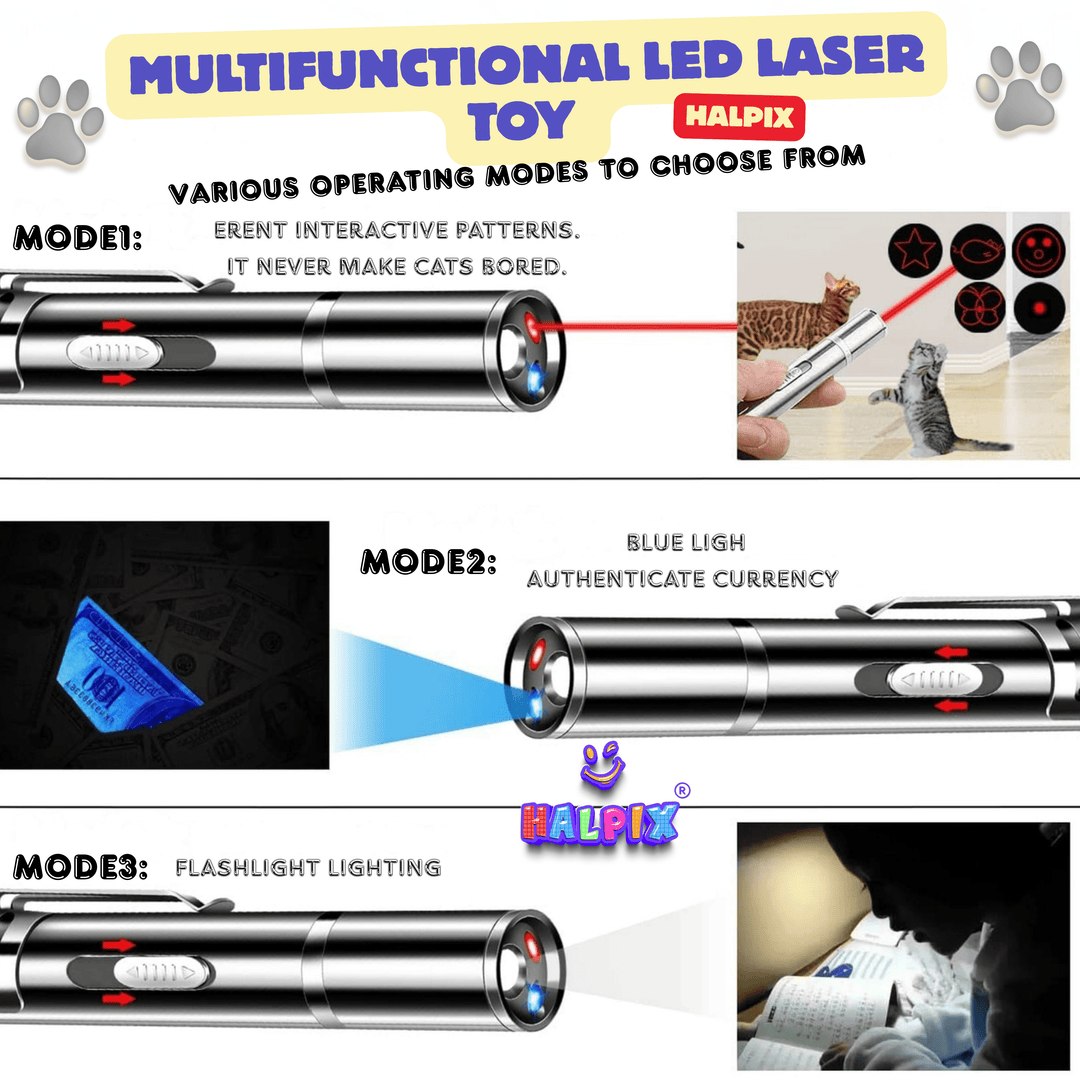 Interaktiivne lasermänguasi kassidele, koertele ja lemmikloomadele Halpix Laser Toy