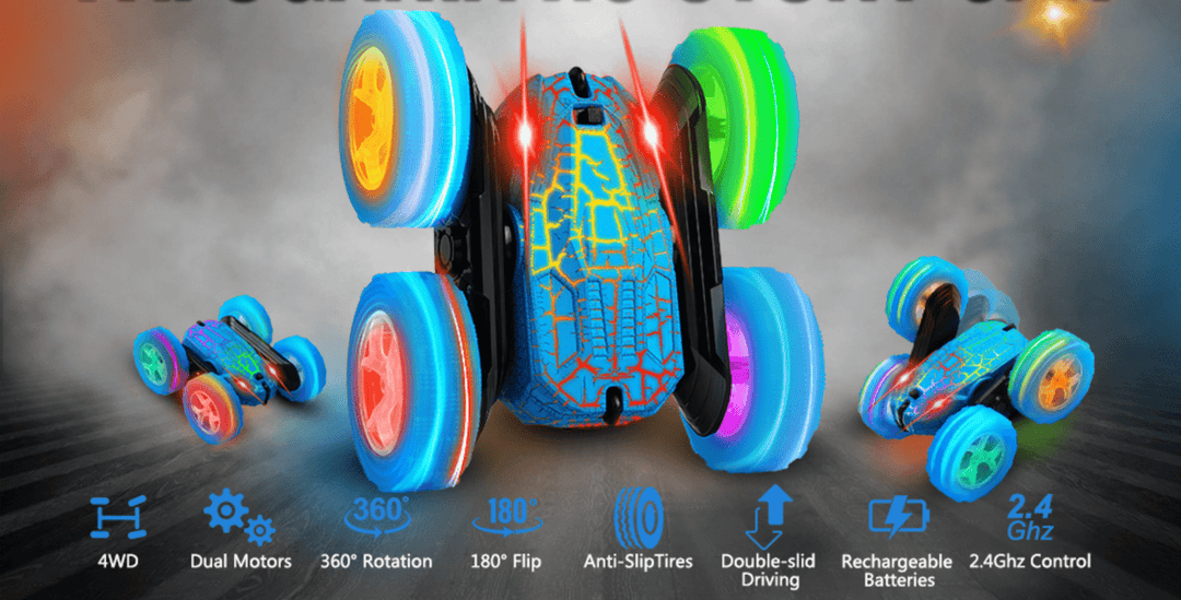 Halpix RC Stunt Car High Speed 4WD Сhameleon with Led-lights Best Gift For Boys For Girls For Kids - Halpix