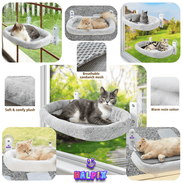 Cozy Hammock Bed, Window Perch for Cats Halpix