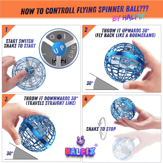 Halpix Flying Spinner LED Ball – Hand-Controlled Boomerang Drone Toy