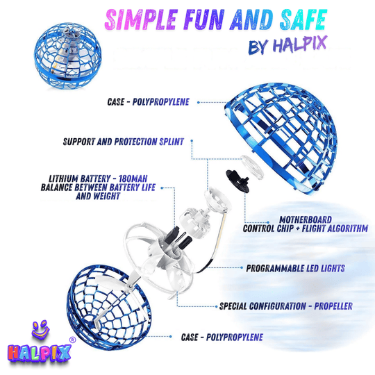 Halpix Flying Spinner LED Ball – Hand-Controlled Boomerang Drone Toy