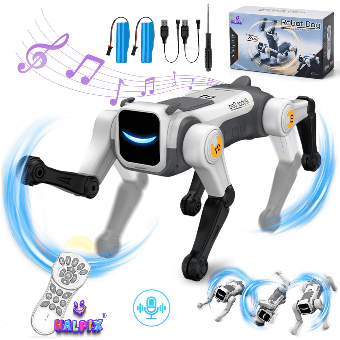 Halpix Magic Kongfu Stunt Puppy – AI Voice Control Robot Dog with 2 Batteries