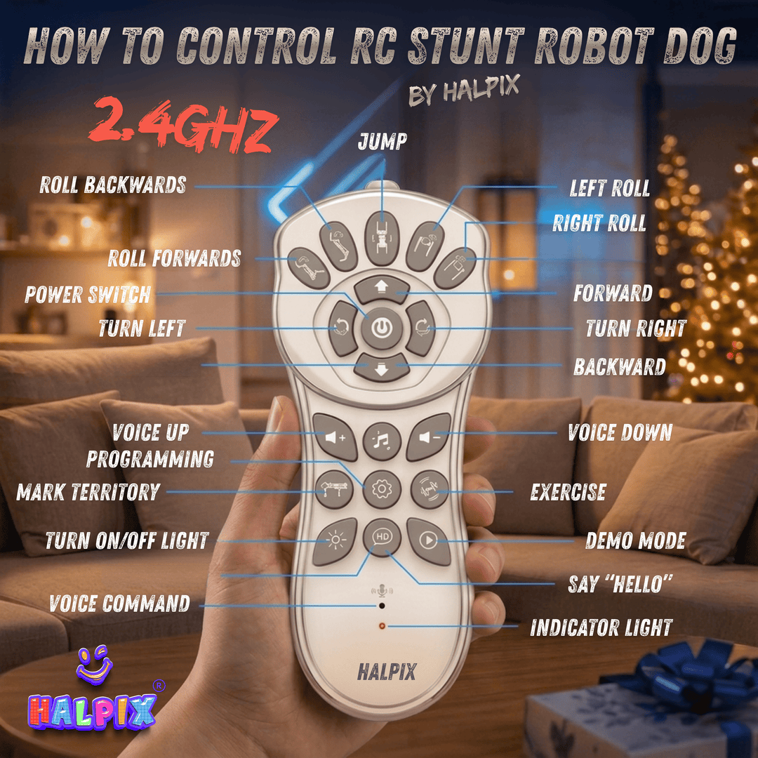 Halpix Magic Kongfu Stunt Puppy – AI Voice Control Robot Dog with 2 Batteries