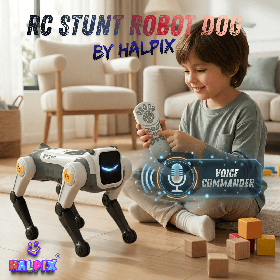 Halpix Magic Kongfu Stunt Puppy – AI Voice Control Robot Dog with 2 Batteries