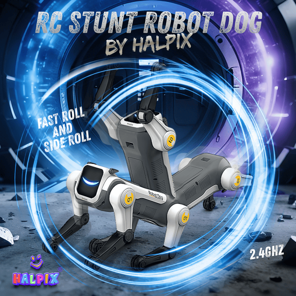 Halpix Magic Kongfu Stunt Puppy – AI Voice Control Robot Dog with 2 Batteries