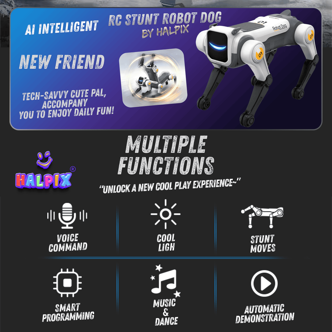 Halpix Magic Kongfu Stunt Puppy – AI Voice Control Robot Dog with 2 Batteries
