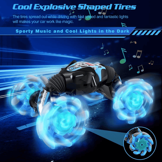 Radio-controlled flip car with music, LED lighting and hand gesture control Halpix Twisted Stunt Car - Halpix