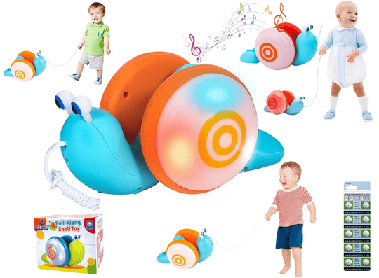 Interactive rolling toy with music and LED lighting Halpix Snail Pull Along Toy - Halpix