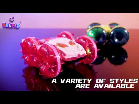 Halpix® Amphibious RC Stunt Car with Gesture Control - 4WD Waterproof Remote Control Car for Land &amp; Water, 7-Color LED Lights, 2 Batteries for 60 Mins Play, 2.4GHz Gesture Sensing Vehicle for Kids