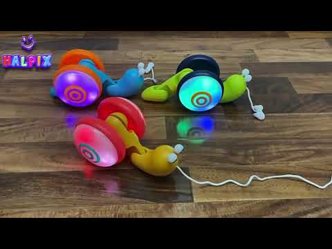 Interactive rolling toy with music and LED lighting Halpix Snail Pull Along Toy